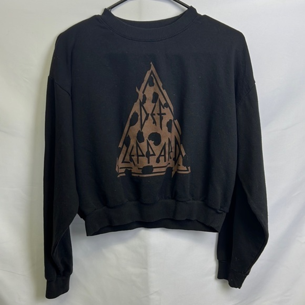 Def Leppard Black Cropped‎ Sweatshirt Women's Size Medium